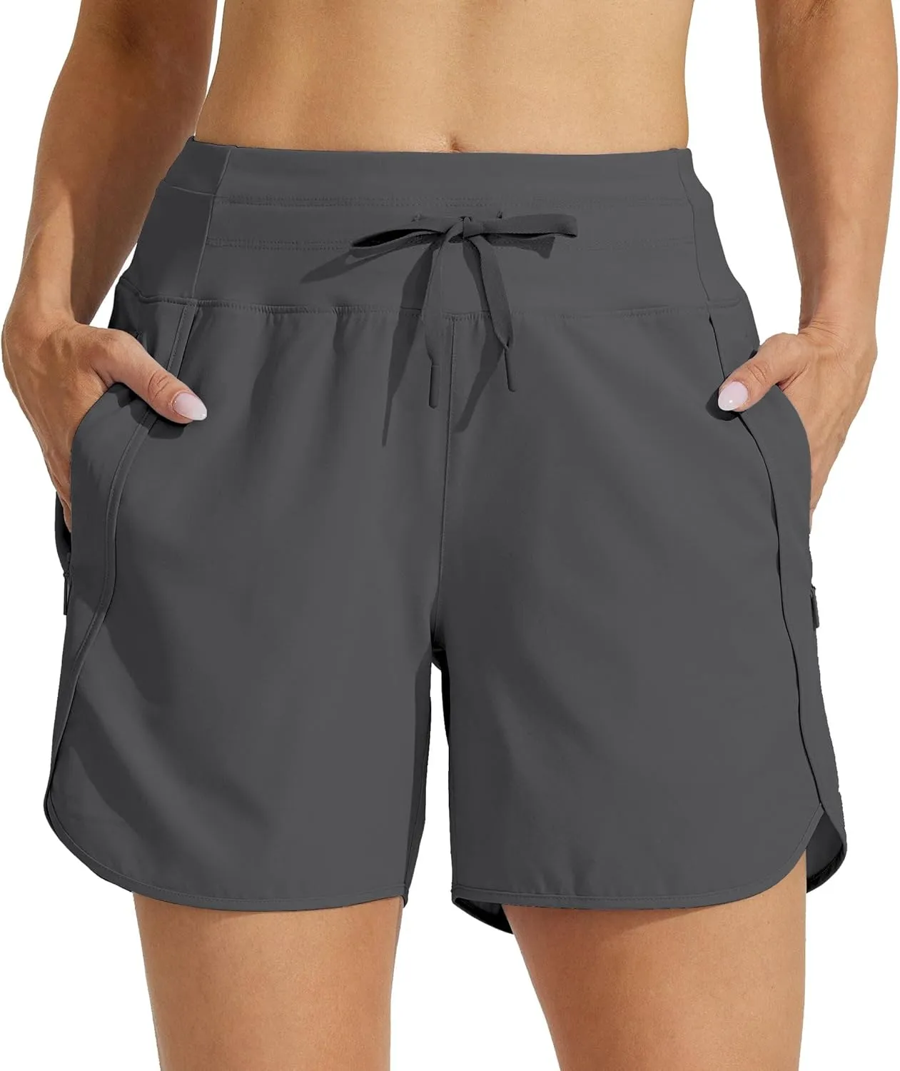 Willit Women's Athletic Running Shorts 5" Quick Dry Workout Hiking High Waisted Active Gym Exercise Zipper Pocket
