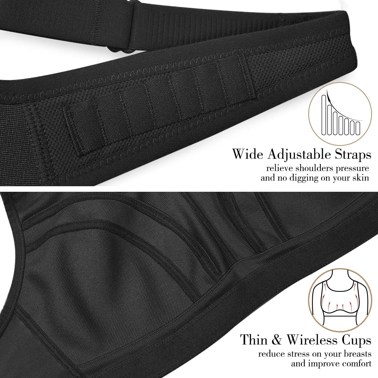 Wingslove Womens Sports Bras High Impact Adjustable Wireless Plus Size Sports Bra Full Figure Large Bust Workout Running Bra