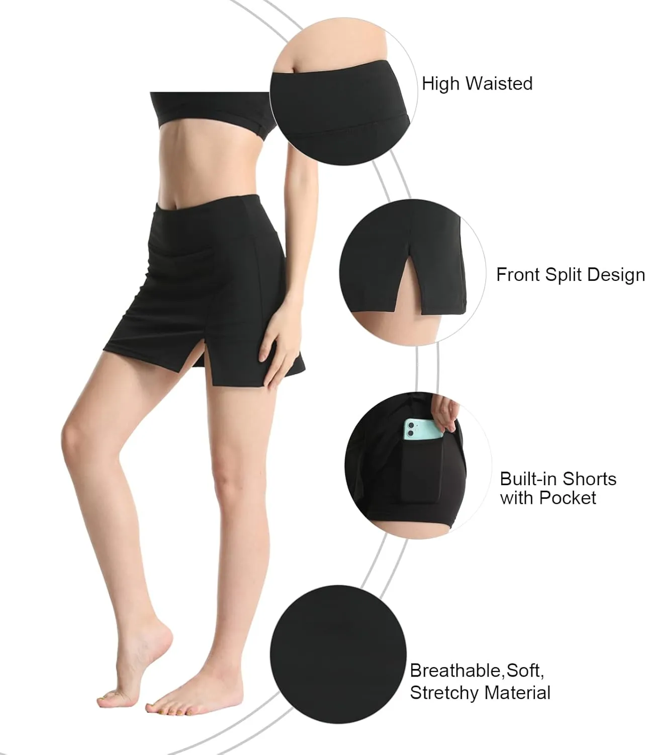 WKLOUYHE Tennis Skirts for Women Golf Athletic Skirts Mini Workout Running Shorts with Pockets