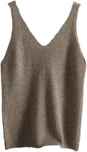 Women Camisole V-Neck Tank Tops Sleeveless Knitted Inner Wear Vest