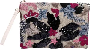 Women Floral Embroidery Beaded Clutch Purses, Woven Wristlet Sequin Summer Purse,Evening Bag for Formal Beach Party Wedding