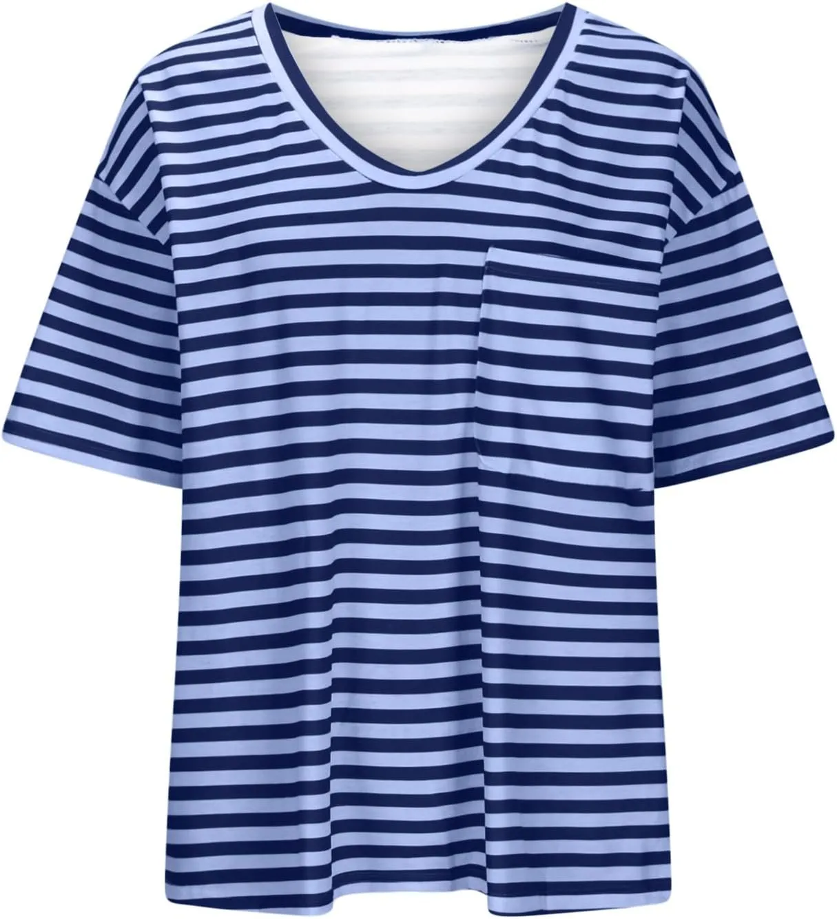 Women Oversized T Shirt Striped Short Sleeve V Neck Tee Shirt Casual Loose Drop Shoulder Summer Tops Outfits