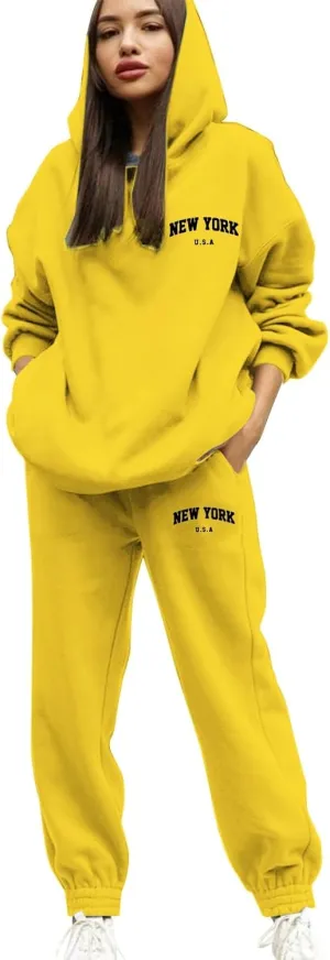 Womens 2 Piece Outfits Lounge Half Zip Hoodie Sweatsuit Sets Oversized Sweatshirt Baggy Fall Fashion Sweatpants 2025