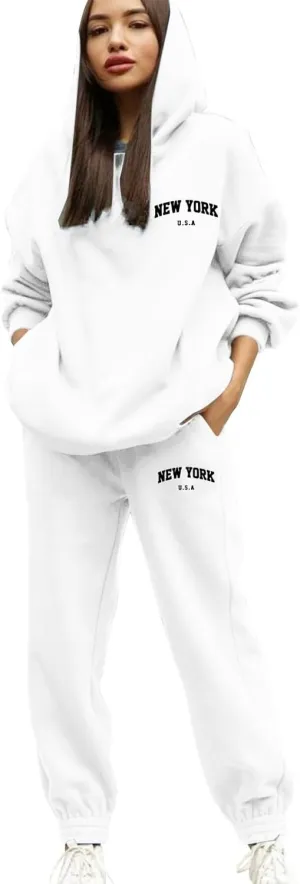 Womens 2 Piece Outfits Lounge Half Zip Hoodie Sweatsuit Sets Oversized Sweatshirt Baggy Fall Fashion Sweatpants 2025