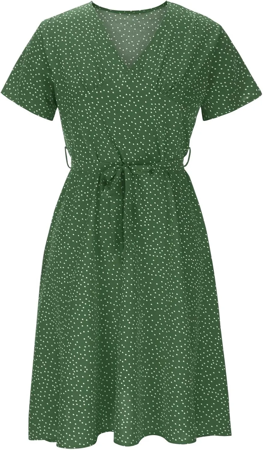 Womens Casual Floral A-Line Dresses V Neck Short Sleeve Lightweight Flowy Beach Sundress 2024 Trend Teaparty Traveling Dress