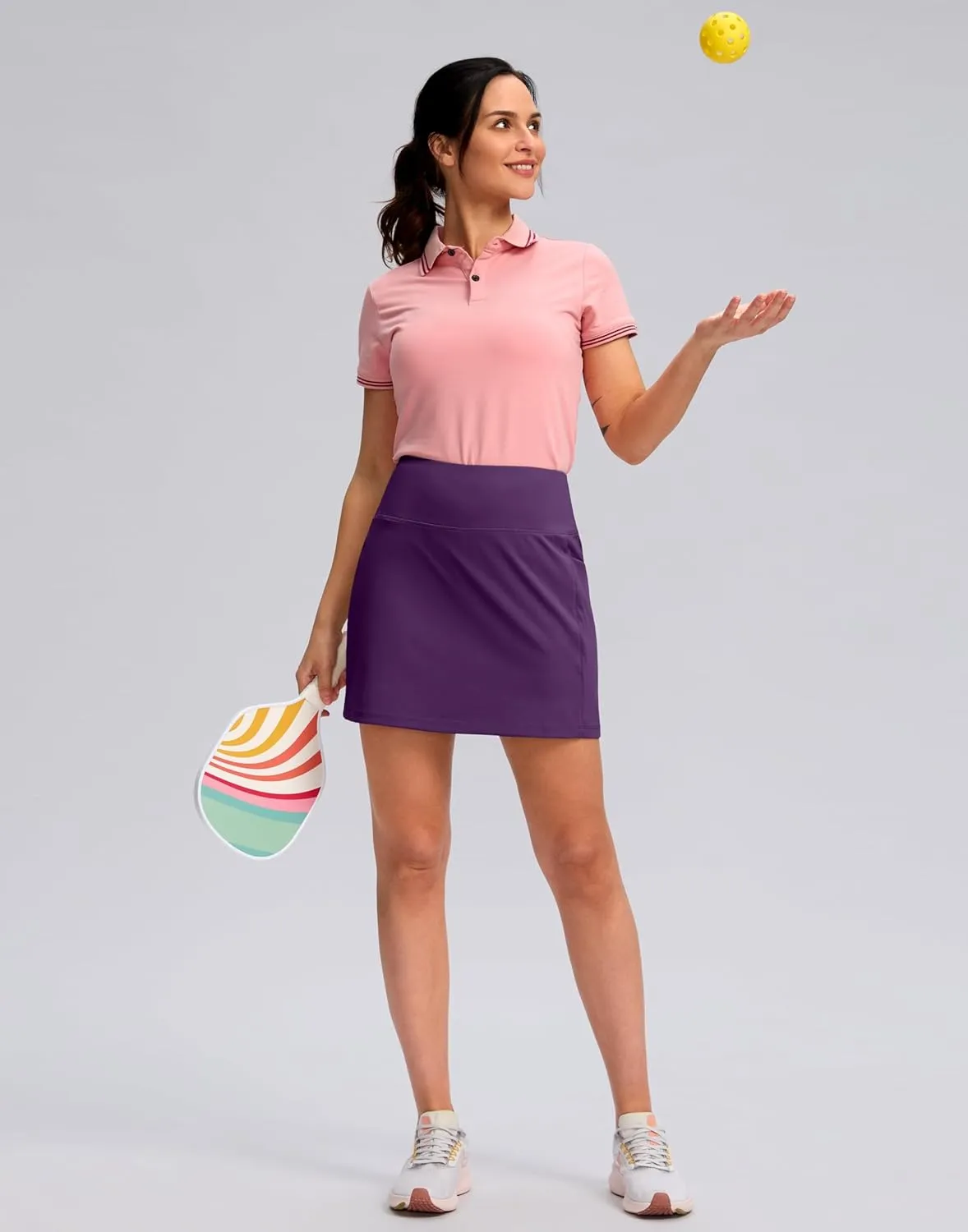 Women's Golf Skirts Skort 4 Side Pockets High Waisted Stretchy Tennis Skirt with Short Athletic Casual