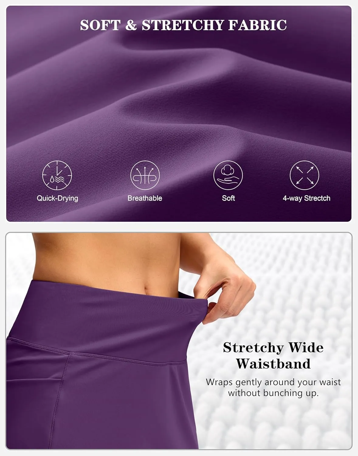 Women's Golf Skirts Skort 4 Side Pockets High Waisted Stretchy Tennis Skirt with Short Athletic Casual