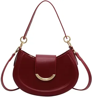 Womens Leather Shoulder Bag Designer Crossbody Purse Simple Crescent Bag Top Handle Satchel Purse Vintage Tote Bag