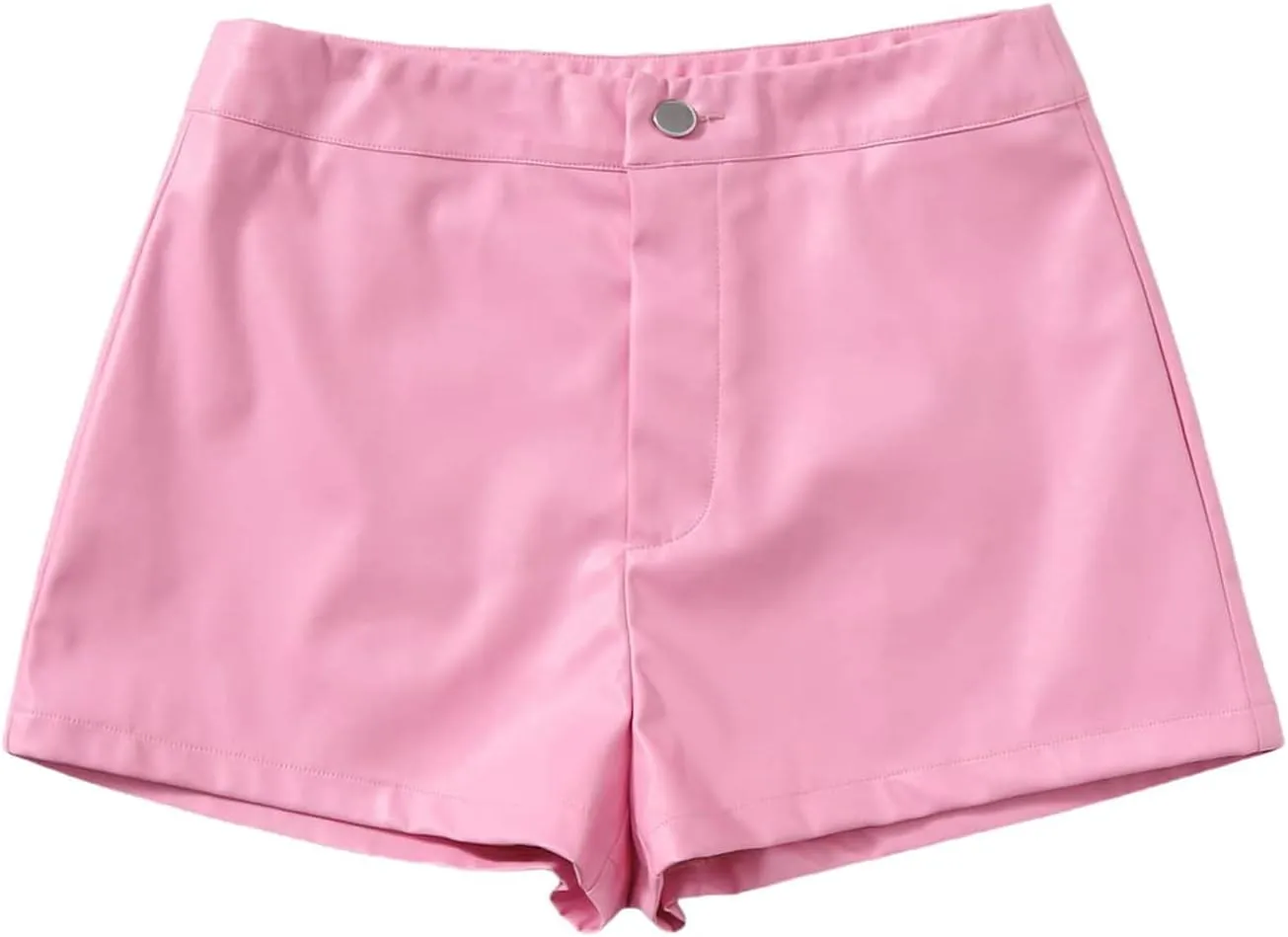 Women's PU Leather High Waisted Straight Leg Skinny Shorts Slim Faux Leather Stretch