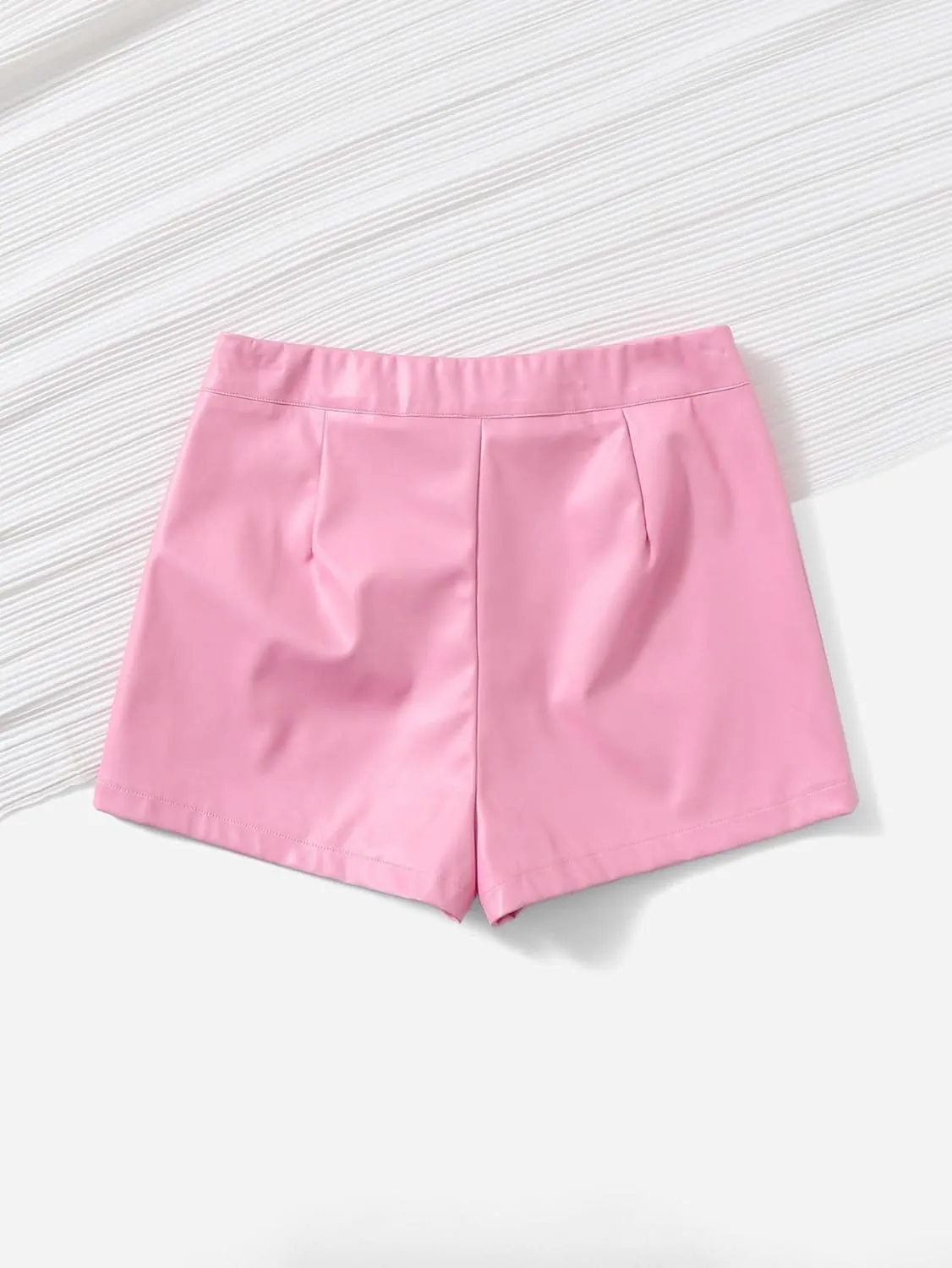 Women's PU Leather High Waisted Straight Leg Skinny Shorts Slim Faux Leather Stretch