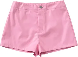 Women's PU Leather High Waisted Straight Leg Skinny Shorts Slim Faux Leather Stretch