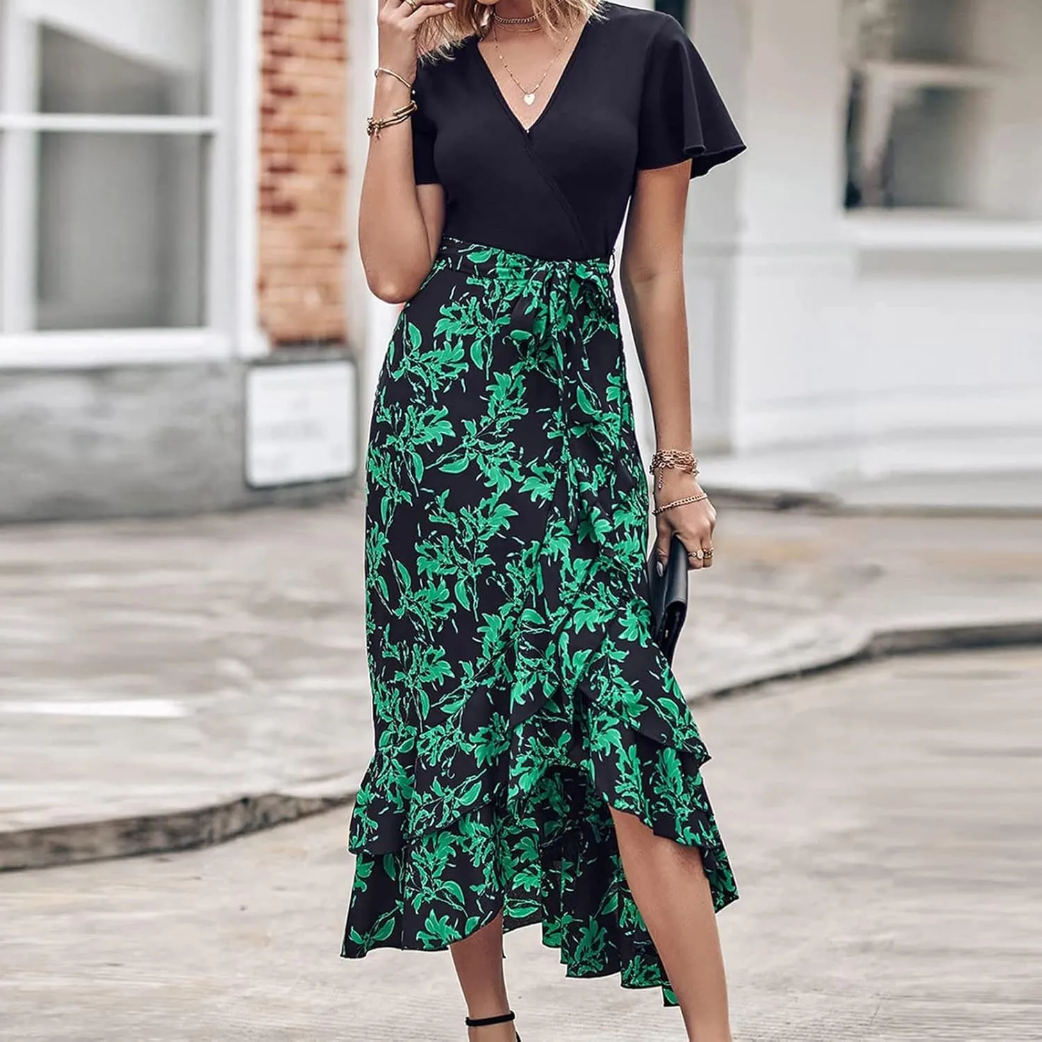 Women's Summer Tunic Maxi Dress Casual Long Dress Flowy Party Beach Fall Long Dress Trendy Side Spilt Crop Midi Dresses