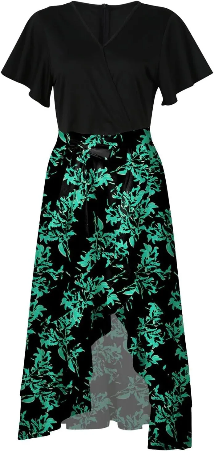 Women's Summer Tunic Maxi Dress Casual Long Dress Flowy Party Beach Fall Long Dress Trendy Side Spilt Crop Midi Dresses