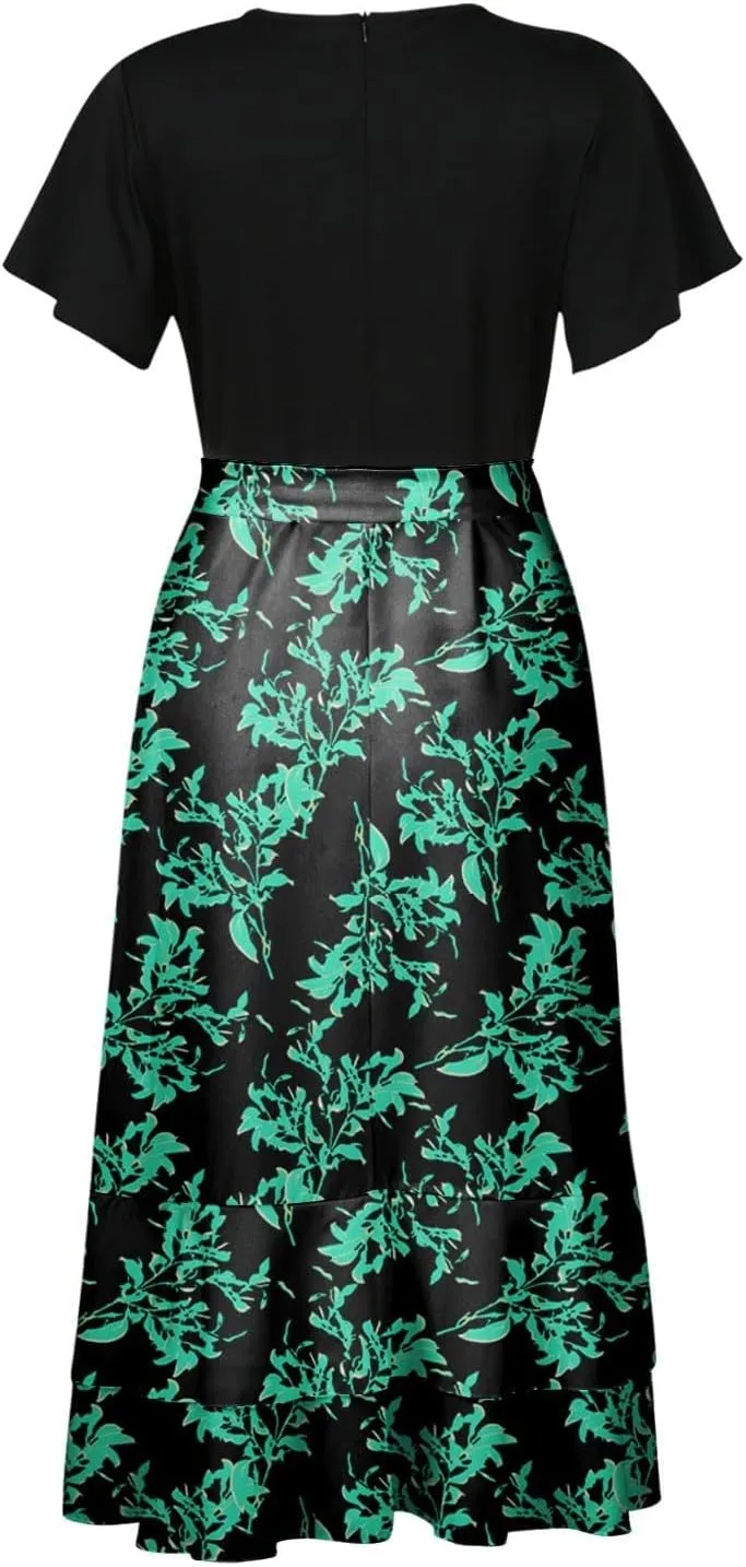 Women's Summer Tunic Maxi Dress Casual Long Dress Flowy Party Beach Fall Long Dress Trendy Side Spilt Crop Midi Dresses