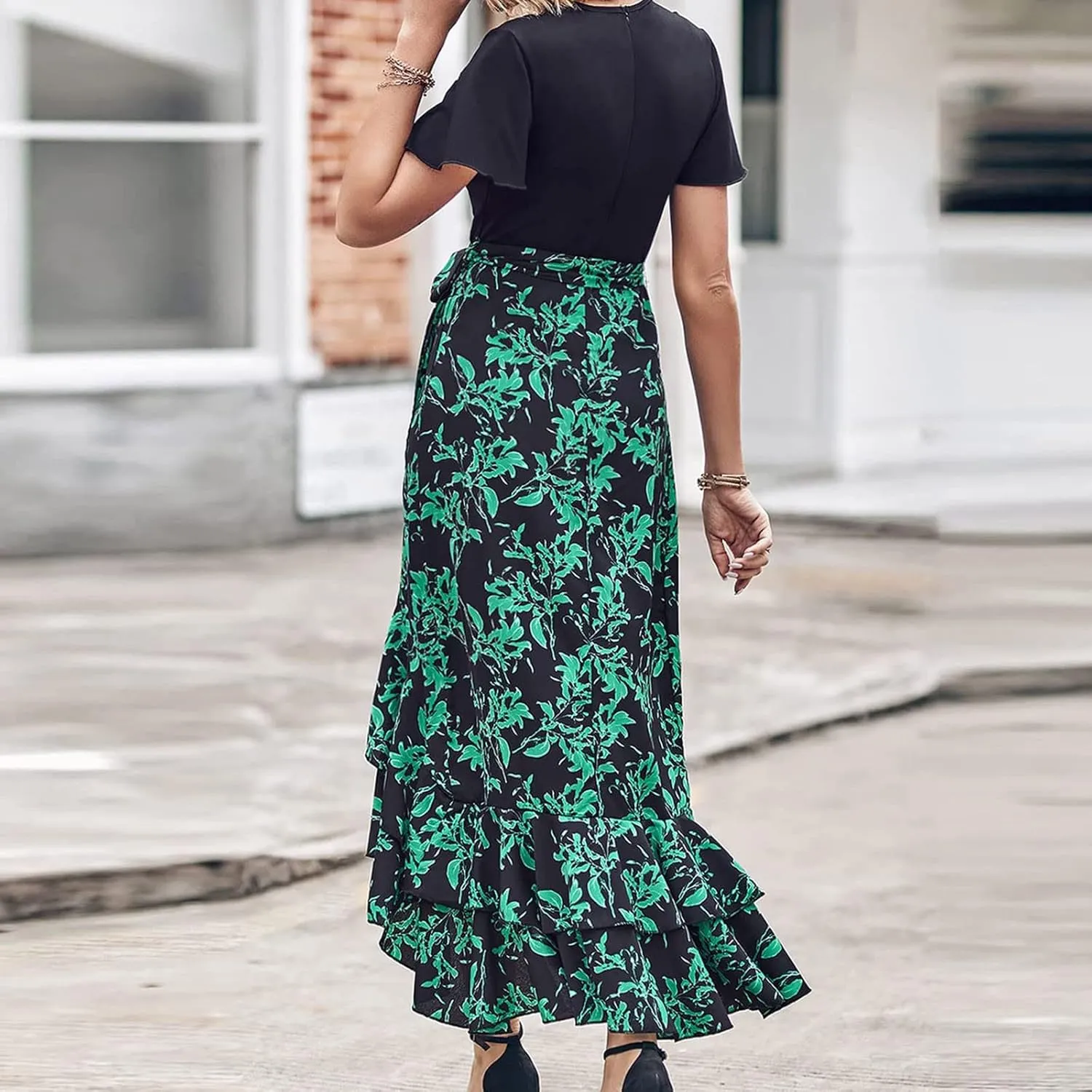 Women's Summer Tunic Maxi Dress Casual Long Dress Flowy Party Beach Fall Long Dress Trendy Side Spilt Crop Midi Dresses