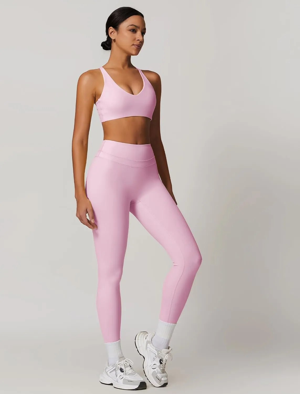 Womens Workout Sets Adjustable Straps Sports Bras and High Waist Leggings Sets Pilates 2 Piece Outfits for Women