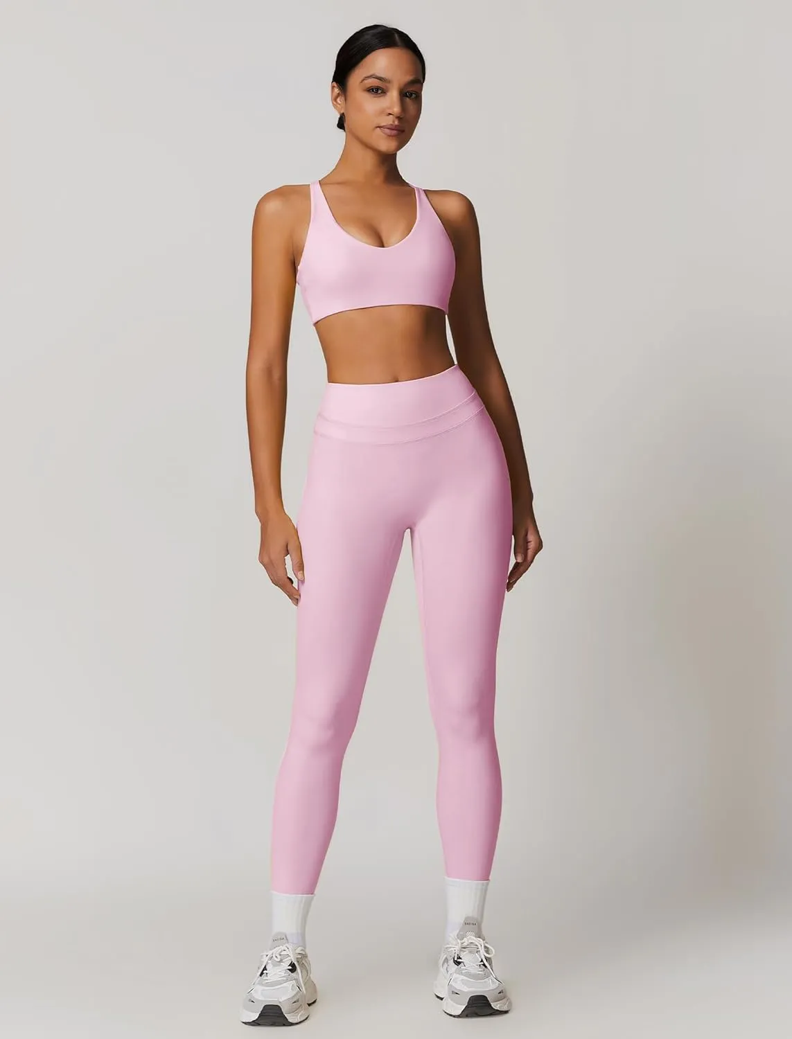 Womens Workout Sets Adjustable Straps Sports Bras and High Waist Leggings Sets Pilates 2 Piece Outfits for Women