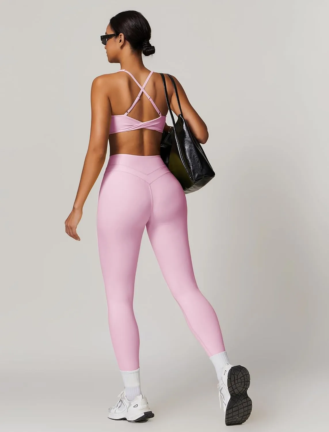 Womens Workout Sets Adjustable Straps Sports Bras and High Waist Leggings Sets Pilates 2 Piece Outfits for Women