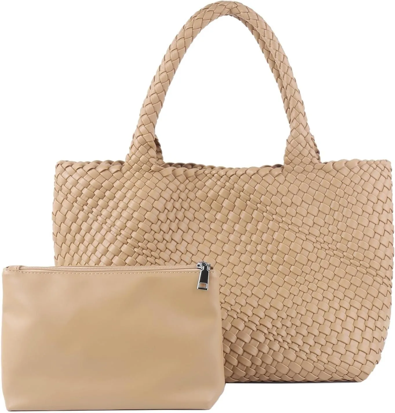 Women's Woven Crossbody Hobo Bag, Handle Shoulder Bag Vegan Leather Shopping Bag Large Travel Tote Bag with Wallet