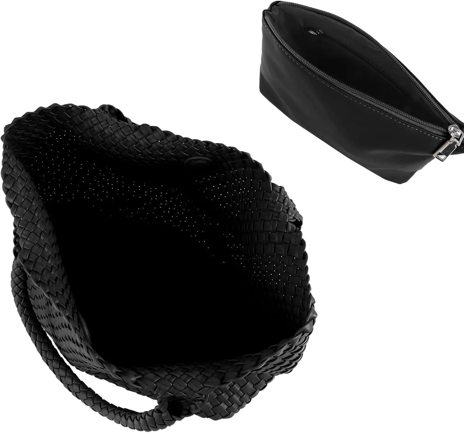 Women's Woven Crossbody Hobo Bag, Handle Shoulder Bag Vegan Leather Shopping Bag Large Travel Tote Bag with Wallet