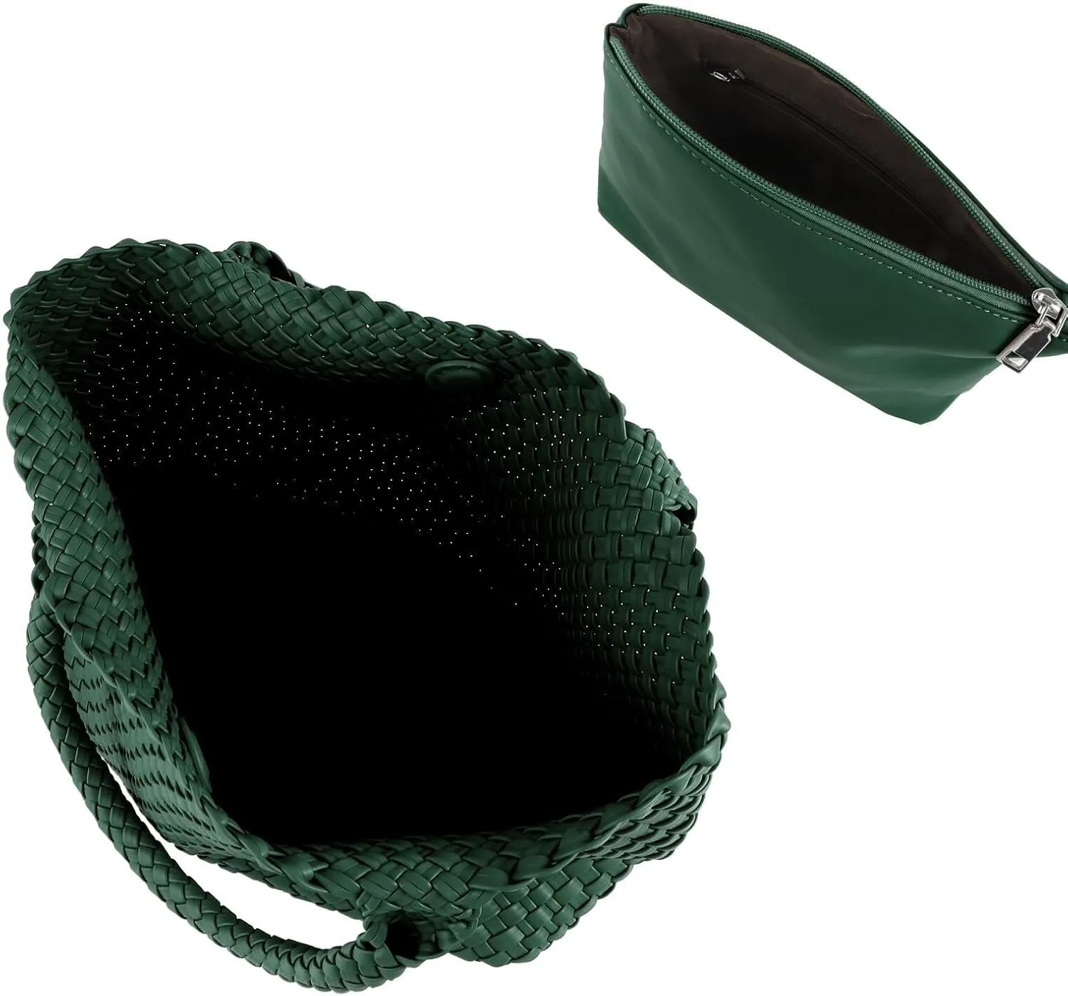 Women's Woven Crossbody Hobo Bag, Handle Shoulder Bag Vegan Leather Shopping Bag Large Travel Tote Bag with Wallet