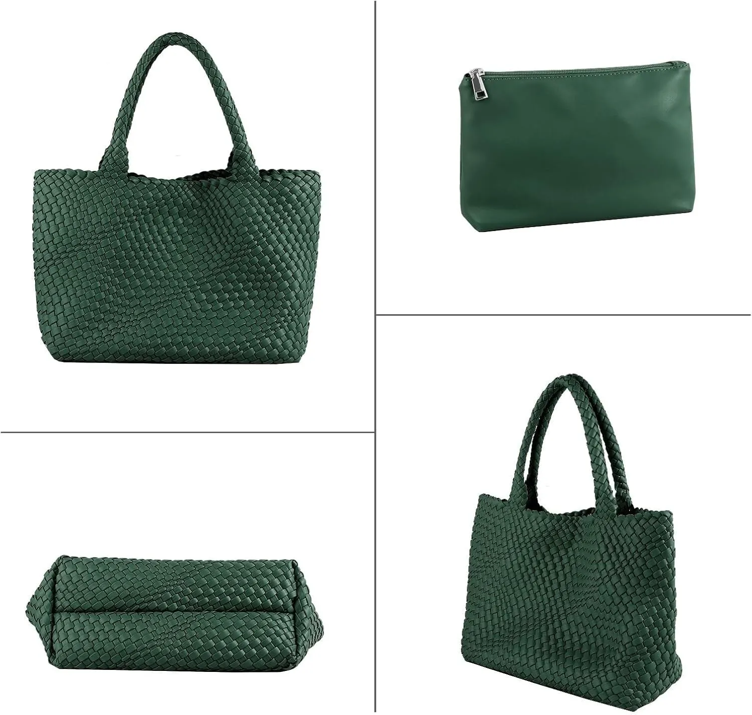 Women's Woven Crossbody Hobo Bag, Handle Shoulder Bag Vegan Leather Shopping Bag Large Travel Tote Bag with Wallet