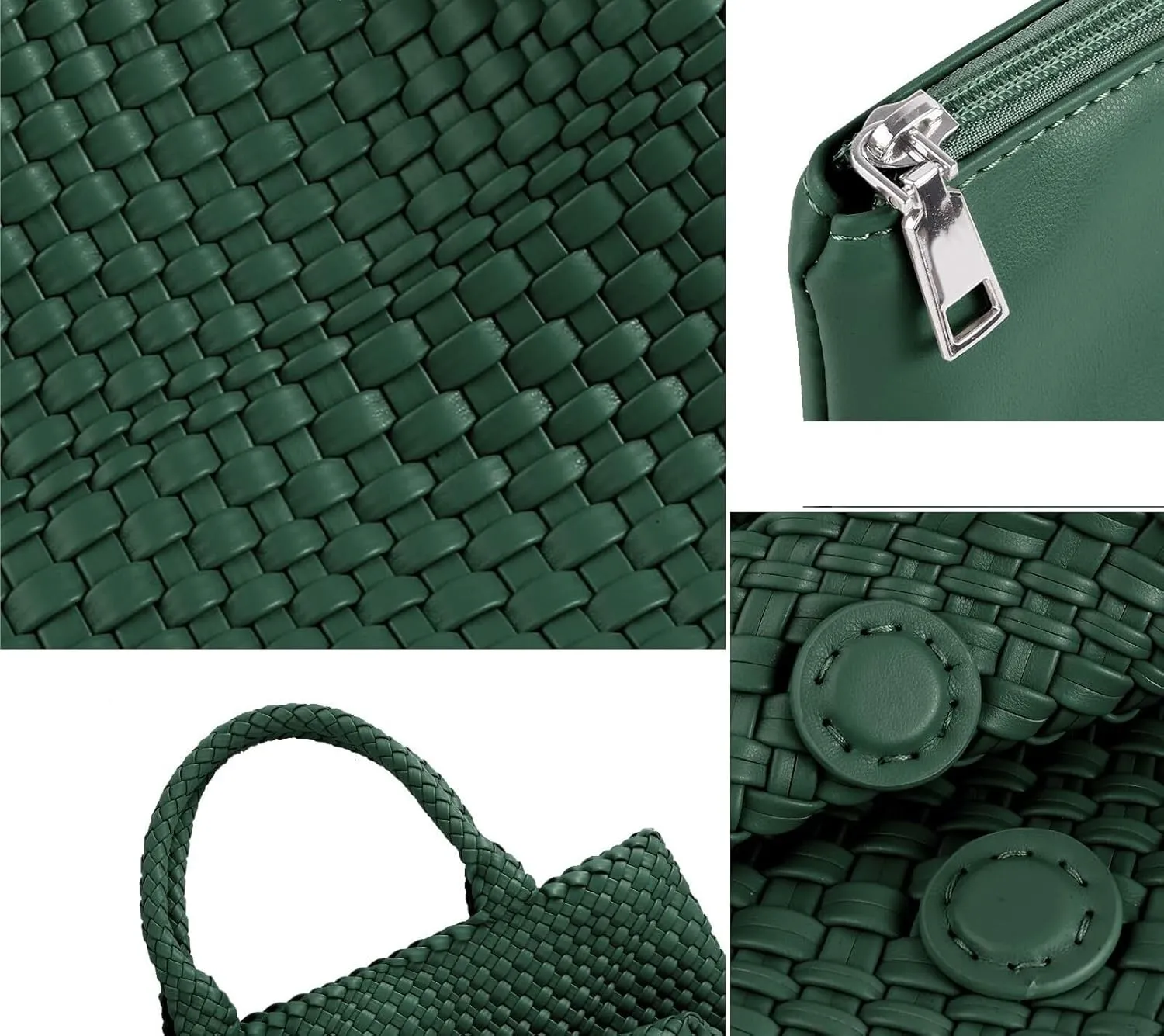 Women's Woven Crossbody Hobo Bag, Handle Shoulder Bag Vegan Leather Shopping Bag Large Travel Tote Bag with Wallet