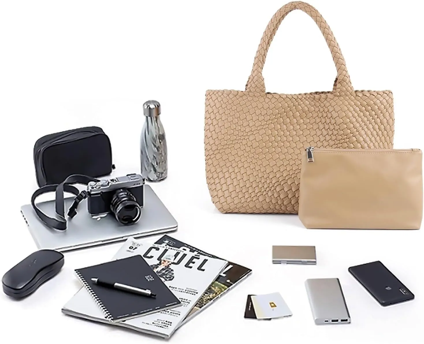 Women's Woven Crossbody Hobo Bag, Handle Shoulder Bag Vegan Leather Shopping Bag Large Travel Tote Bag with Wallet
