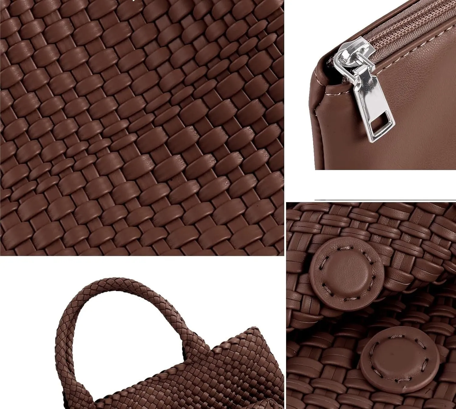 Women's Woven Crossbody Hobo Bag, Handle Shoulder Bag Vegan Leather Shopping Bag Large Travel Tote Bag with Wallet