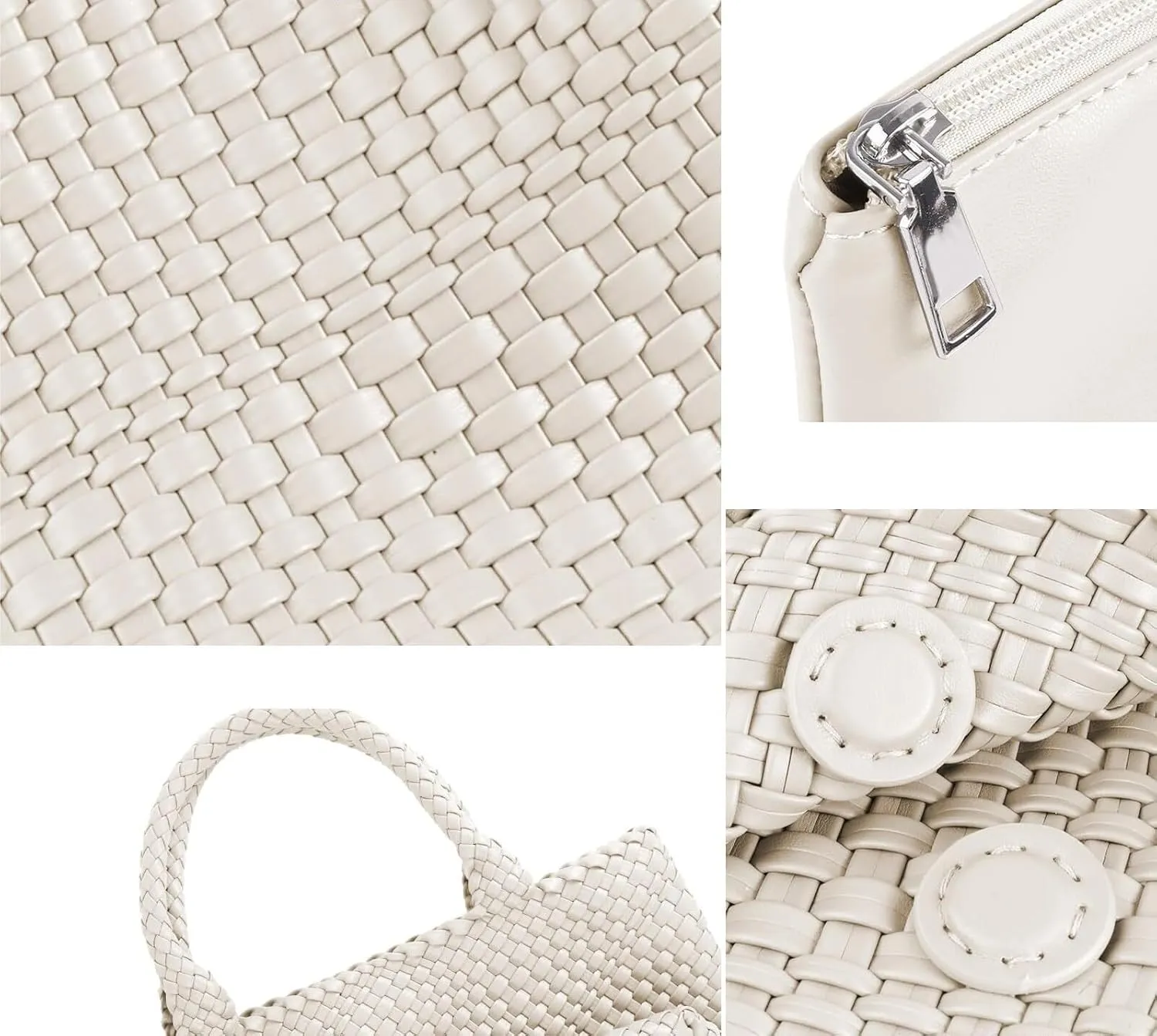 Women's Woven Crossbody Hobo Bag, Handle Shoulder Bag Vegan Leather Shopping Bag Large Travel Tote Bag with Wallet
