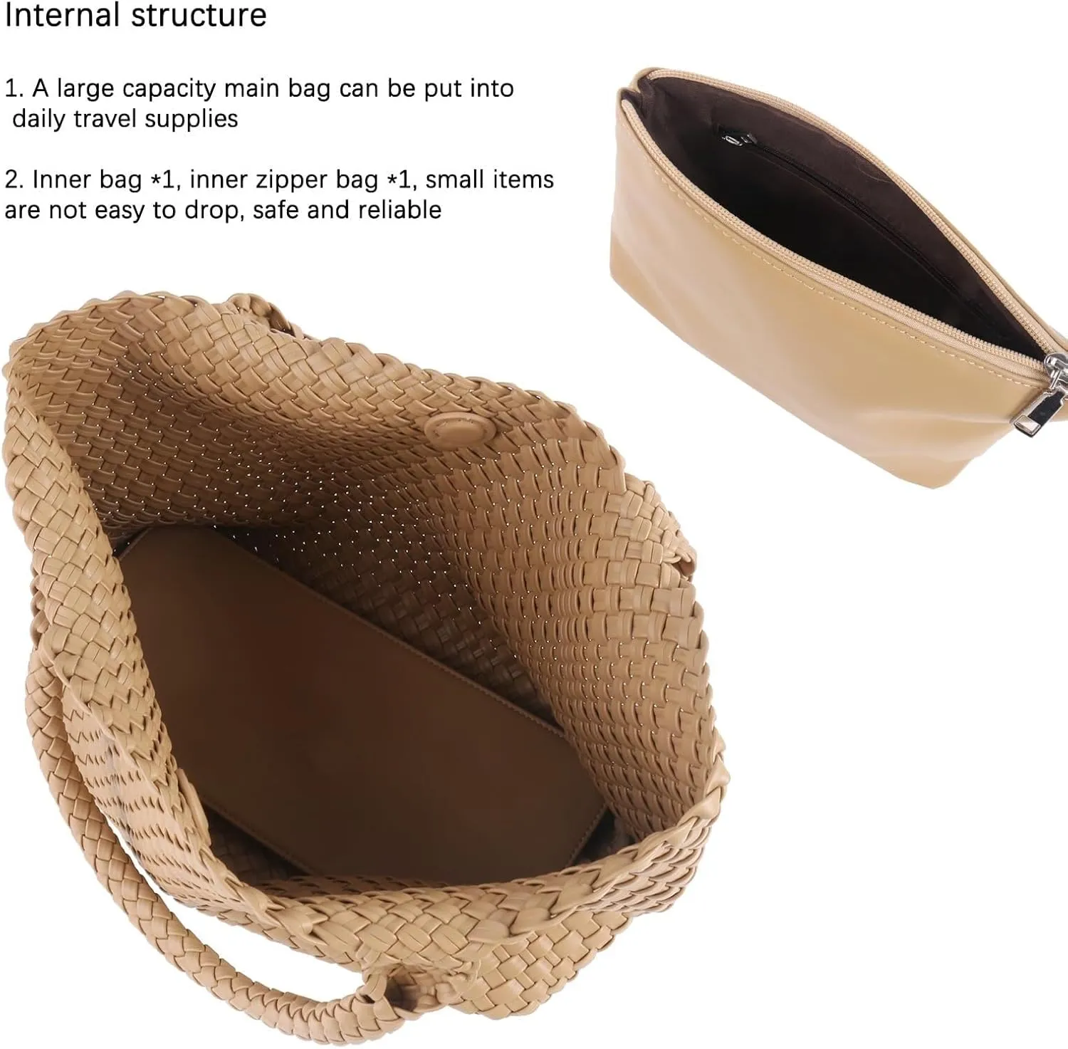 Woven Bag for Women,Fashion Top Handle Shoulder Bag Vegan Leather Shopper Bag Large Travel Tote Bag with Purse