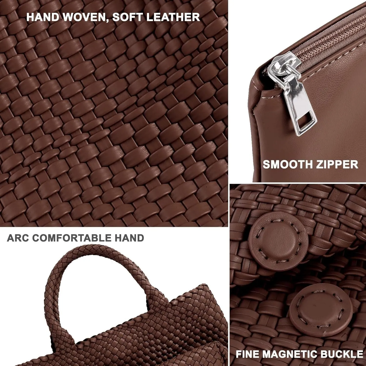 Woven Bag for Women,Fashion Top Handle Shoulder Bag Vegan Leather Shopper Bag Large Travel Tote Bag with Purse