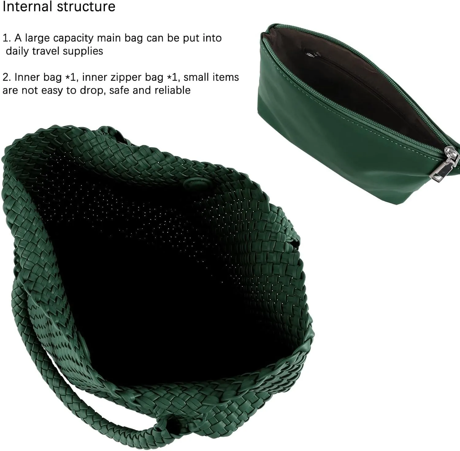 Woven Bag for Women,Fashion Top Handle Shoulder Bag Vegan Leather Shopper Bag Large Travel Tote Bag with Purse