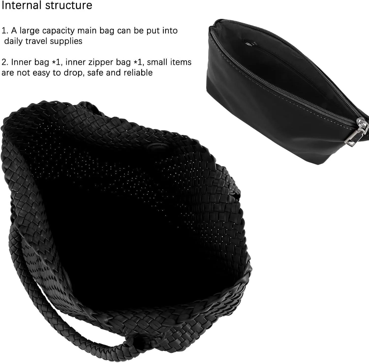 Woven Bag for Women,Fashion Top Handle Shoulder Bag Vegan Leather Shopper Bag Large Travel Tote Bag with Purse