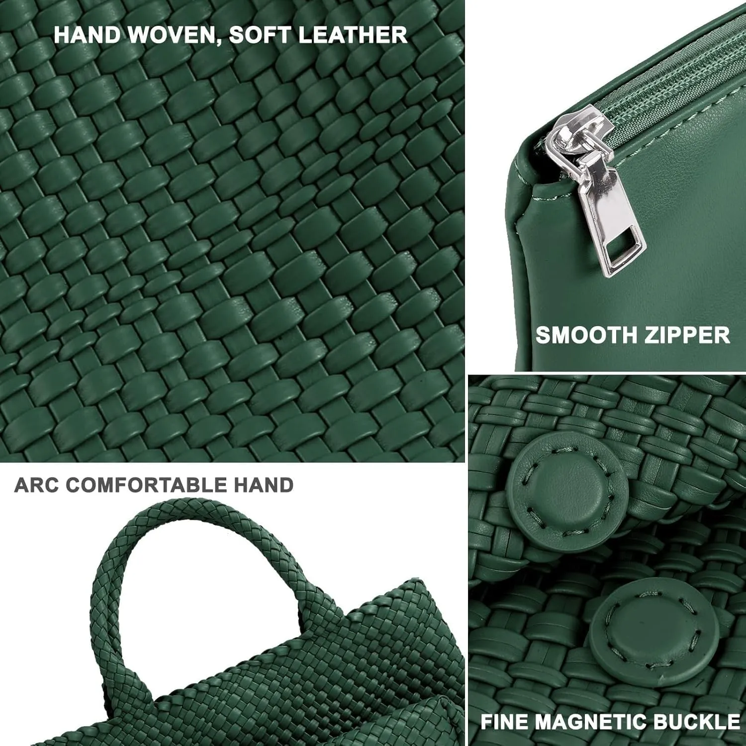 Woven Bag for Women,Fashion Top Handle Shoulder Bag Vegan Leather Shopper Bag Large Travel Tote Bag with Purse