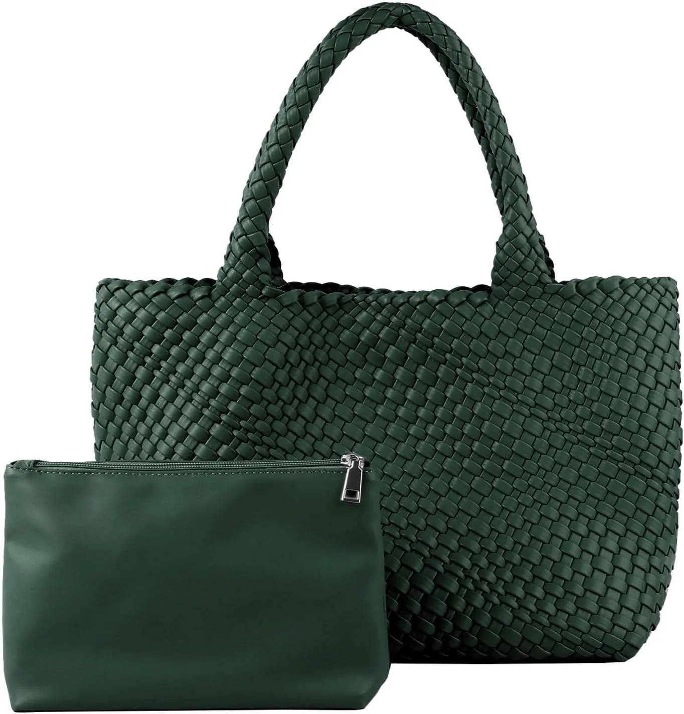Woven Bag for Women,Fashion Top Handle Shoulder Bag Vegan Leather Shopper Bag Large Travel Tote Bag with Purse