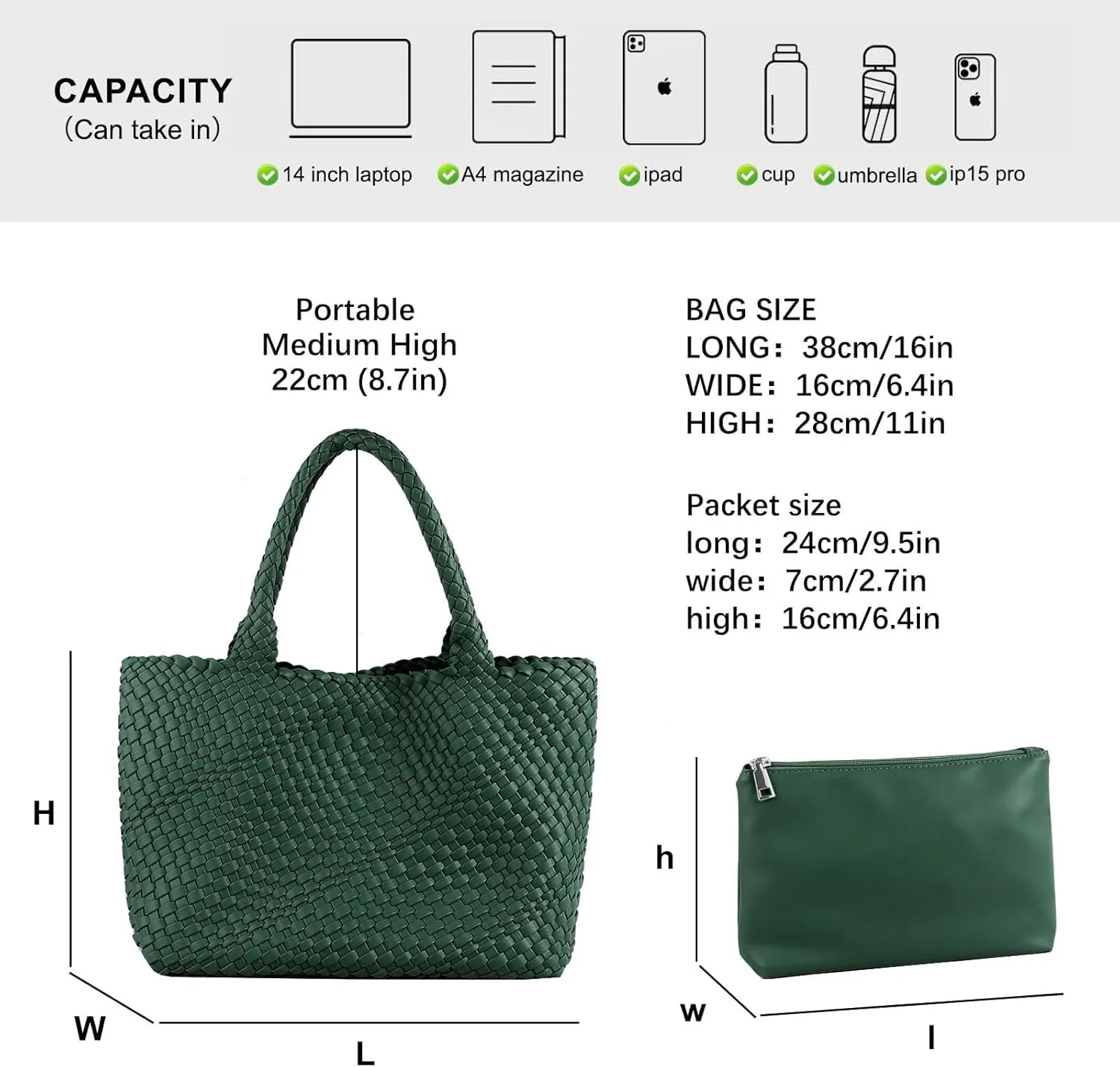 Woven Bag for Women,Fashion Top Handle Shoulder Bag Vegan Leather Shopper Bag Large Travel Tote Bag with Purse