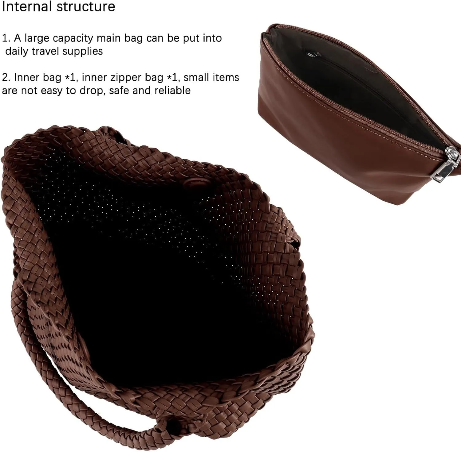 Woven Bag for Women,Fashion Top Handle Shoulder Bag Vegan Leather Shopper Bag Large Travel Tote Bag with Purse
