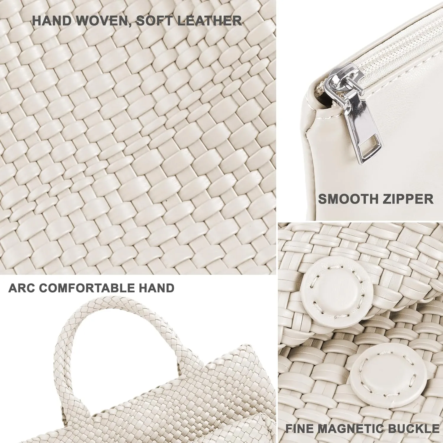 Woven Tote Bag for Women,Fashion Top Handle Shoulder Bag Vegan Leather Shopper Bag Large Travel Tote Bag with Purse