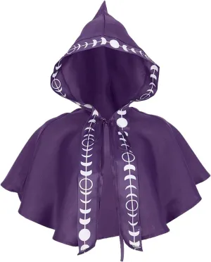 XIAXOGOOL Halloween Grim Cowl Cloak Cosplay Costumes Hooded Poncho for Men Women Mini Cape with Hood Medieval Short Cloaks