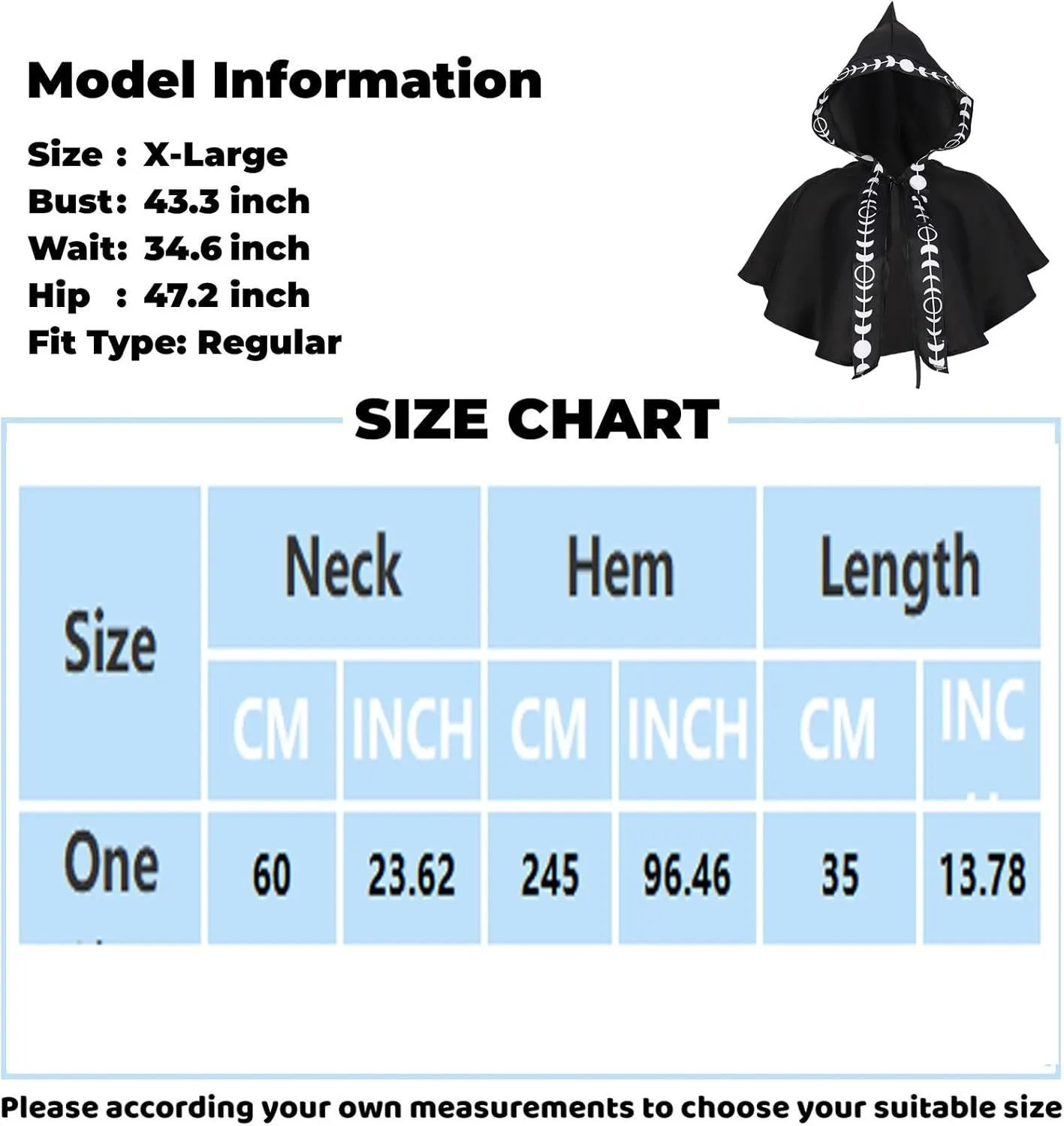 XIAXOGOOL Halloween Grim Cowl Cloak Cosplay Costumes Hooded Poncho for Men Women Mini Cape with Hood Medieval Short Cloaks