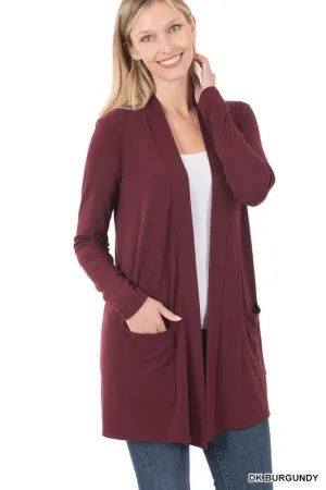 Zenana Slouchy Pocket Open Womens Cardigan 10Colors S-XL